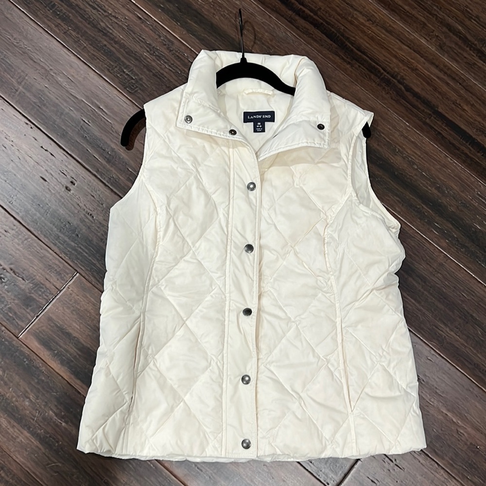 NWOT Lands End Off White Down Puffer Vest